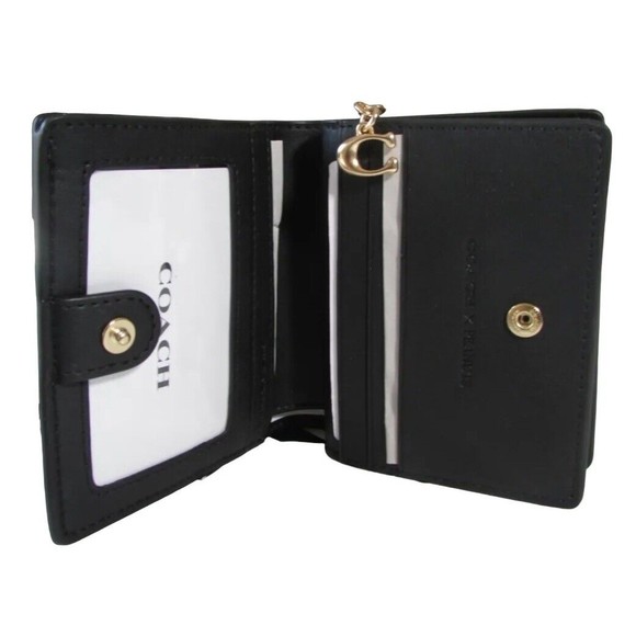 NWT Coach Coated Canvas Signature Woodstock Snap Wallet C4592 Brown/Black Multi - Picture 5 of 6